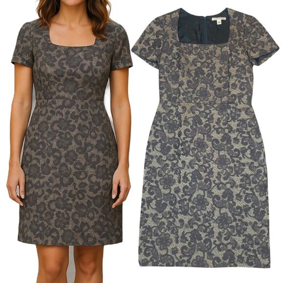 Banana Republic Lace Sheath Dress 4 Office Wedding Guest Structured Glam Elegant - Picture 1 of 9